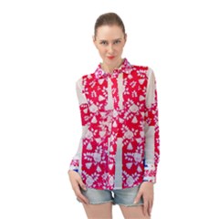 British Flag Abstract Long Sleeve Chiffon Shirt