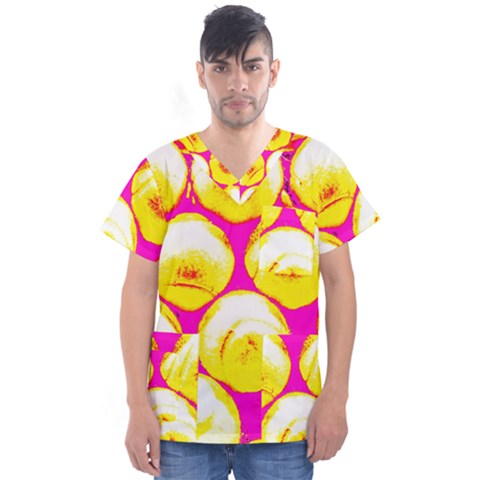 Pop Art Tennis Balls Men s V-neck Scrub Top by essentialimage