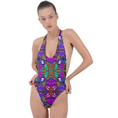 Abstract 21 1 Backless Halter One Piece Swimsuit