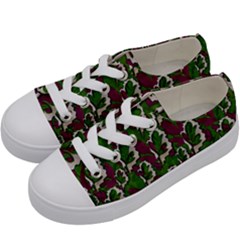 Green Fauna And Leaves In So Decorative Style Kids  Low Top Canvas Sneakers by pepitasart