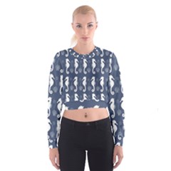 Seahorse Shell Pattern Cropped Sweatshirt by Vaneshart