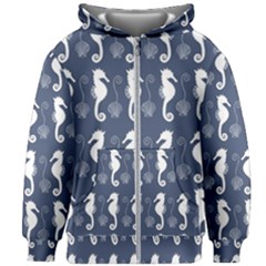 Seahorse Shell Pattern Kids  Zipper Hoodie Without Drawstring by Vaneshart