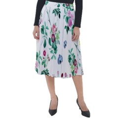 Leaves Green Aop Classic Velour Midi Skirt  by Vaneshart