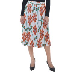 Vector Flower Floral Classic Velour Midi Skirt  by Vaneshart