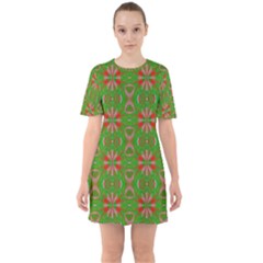 Seamless Wallpaper Digital Sixties Short Sleeve Mini Dress by Vaneshart