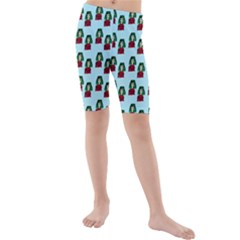 Girl With Green Hair Pattern Kids  Mid Length Swim Shorts