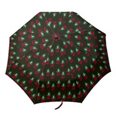 Girl With Green Hair Pattern Brown Folding Umbrellas by snowwhitegirl