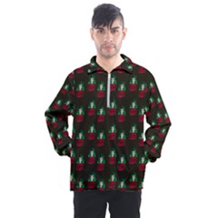 Girl With Green Hair Pattern Brown Men s Half Zip Pullover by snowwhitegirl