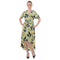 Cat And Fishbowl Front Wrap High Low Dress by bloomingvinedesign