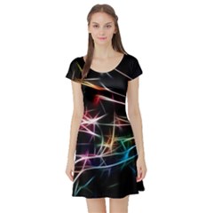 Lights Star Sky Graphic Night Short Sleeve Skater Dress