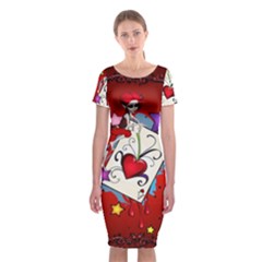 The Red Card Heart A With Fairy Classic Short Sleeve Midi Dress by FantasyWorld7