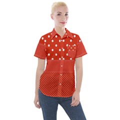 Polka Dots Two Times Women s Short Sleeve Pocket Shirt