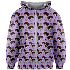 Redhead Girl Pattern Lilac Kids  Zipper Hoodie Without Drawstring by snowwhitegirl