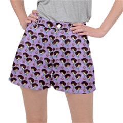 Redhead Girl Pattern Lilac Ripstop Shorts by snowwhitegirl