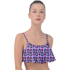 Girl Flower Pattern Lilac Frill Bikini Top