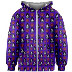 Girl Flower Pattern Royal Blue Kids  Zipper Hoodie Without Drawstring by snowwhitegirl