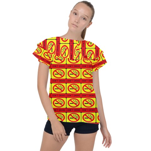 Dont Smoke Ruffle Collar Chiffon Blouse by ArtworkByPatrick