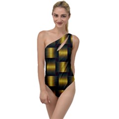 Background Pattern Desktop Metal Gold Golden To One Side Swimsuit