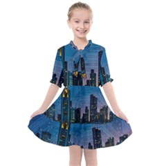 Smart City Circuit Board Kids  All Frills Chiffon Dress