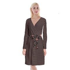 Pattern Texture Drawing Wall Long Sleeve Velvet Front Wrap Dress