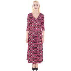 Retro Girl Daisy Chain Pattern Pink Quarter Sleeve Wrap Maxi Dress by snowwhitegirl