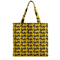 Retro Girl Daisy Chain Pattern Yellow Zipper Grocery Tote Bag by snowwhitegirl