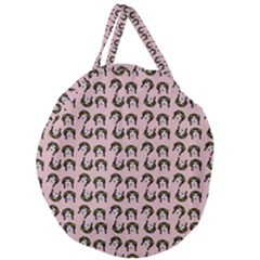 Retro Girl Daisy Chain Pattern Light Pink Giant Round Zipper Tote by snowwhitegirl