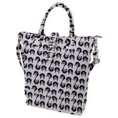 Retro Girl Daisy Chain Pattern White Buckle Top Tote Bag by snowwhitegirl