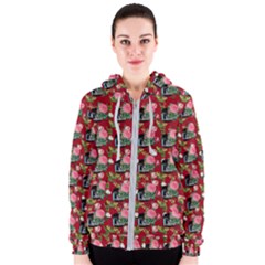 Vintage Can Floral Red Women s Zipper Hoodie by snowwhitegirl