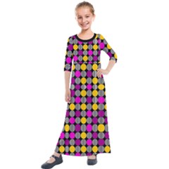 Polka Dots Two Times 4 Black Kids  Quarter Sleeve Maxi Dress by impacteesstreetwearten