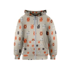 Cat Faces Pattern Kids  Zipper Hoodie by Vaneshart