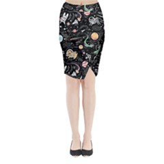 Animals Galaxy Space Midi Wrap Pencil Skirt