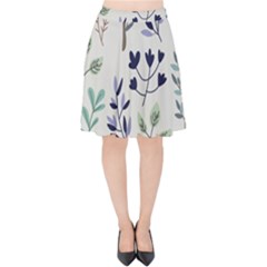 Dark Tone Plant Pattern Velvet High Waist Skirt by Vaneshart