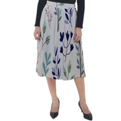 Dark Tone Plant Pattern Classic Velour Midi Skirt  by Vaneshart