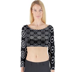 Black And White Pattern Long Sleeve Crop Top