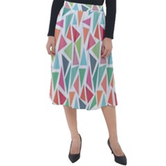 Colorful Triangle Vector Pattern Classic Velour Midi Skirt  by Vaneshart