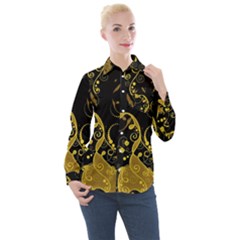 Floral Pattern Background Women s Long Sleeve Pocket Shirt