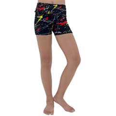 Random Paint Splats Background Kids  Lightweight Velour Yoga Shorts