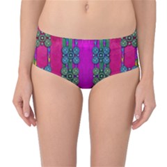 Flowers In A Rainbow Liana Forest Festive Mid-waist Bikini Bottoms by pepitasart