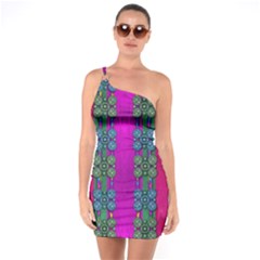 Flowers In A Rainbow Liana Forest Festive One Soulder Bodycon Dress by pepitasart