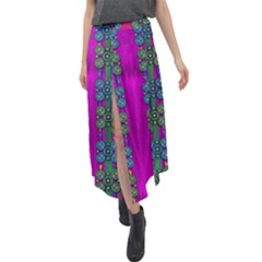 Flowers In A Rainbow Liana Forest Festive Velour Split Maxi Skirt