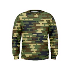 Curve Shape Seamless Camouflage Pattern Kids  Sweatshirt