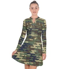 Curve Shape Seamless Camouflage Pattern Long Sleeve Panel Dress by Vaneshart