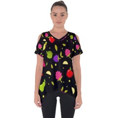 Vector Seamless Summer Fruits Pattern Colorful Cartoon Background Cut Out Side Drop Tee by Vaneshart