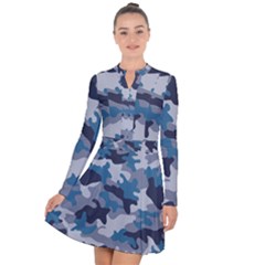 Military Seamless Pattern Long Sleeve Panel Dress by Vaneshart