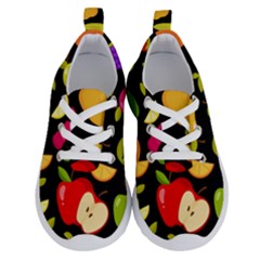 Vector Seamless Summer Fruits Pattern Black Background Running Shoes by Vaneshart