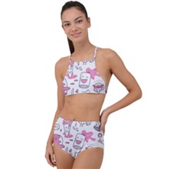 Set Kawaii Doodles High Waist Tankini Set by Vaneshart