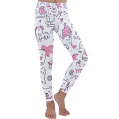 Set Kawaii Doodles Kids  Lightweight Velour Classic Yoga Leggings by Vaneshart