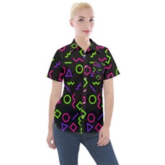 Geometric Seamless Pattern Women s Short Sleeve Pocket Shirt