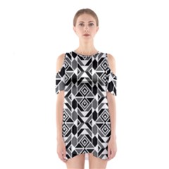 Graphic Design Decoration Abstract Seamless Pattern Shoulder Cutout One Piece Dress